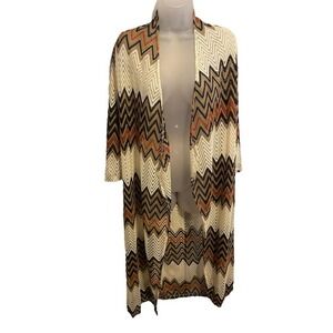 DOUBLE TAKE Women’s Duster/ Cardigan Chevron Pattern Size 1X